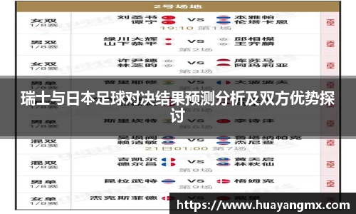 瑞士与日本足球对决结果预测分析及双方优势探讨